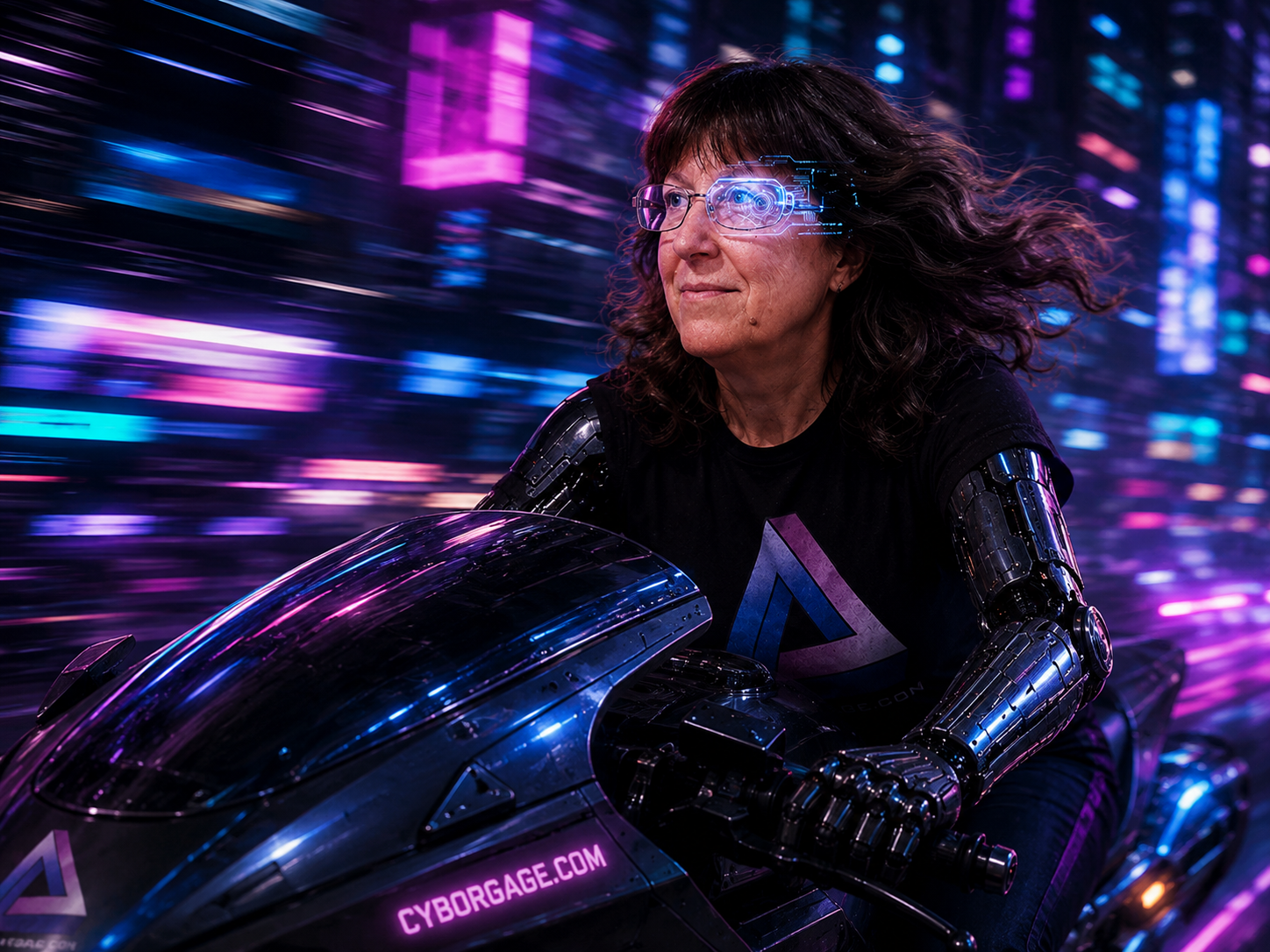 Teri on a motorcycle